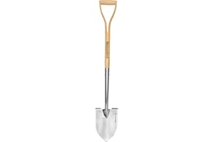 Berry&Bird Round Point Gardening Shovel with Wood D-Handle, 40.98" Stainless Steel Beach & Snow Shovel