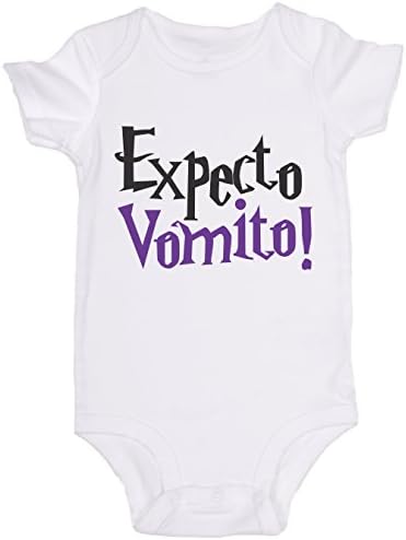 "Expecto Vomito!" / Harry Potter / JoviGear / Cute Baby Onesie Spell Bodysuit Romper (3m, White)