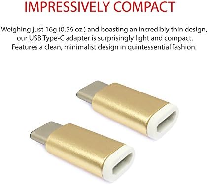 USB Type-C adapter ARMADOK USB-C to Micro USB Adapter Convert Connector for HTC 10, LG G5, Nexus 5X, Nexus 6P, OnePlus 3 with 56k Resistor; Approved to Meet USB Type-C Standard (2-Pack, Gold)
