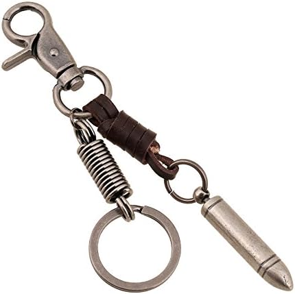 Antique Leather Key Chain Ring Holder Bullet Keychain Handmade Classic Gift for Men and Women - KEY136