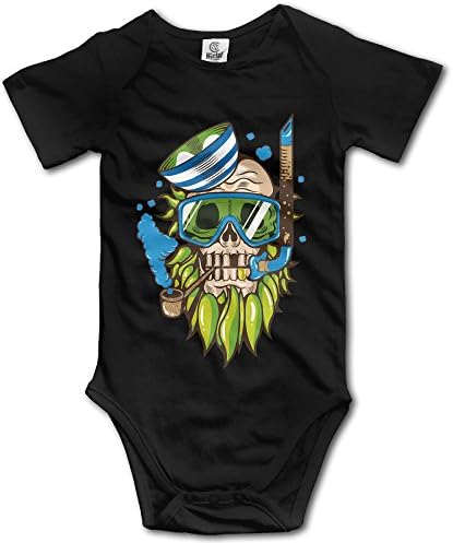 Diving Skull Cute Infant Crawling Suit 24 Months Black