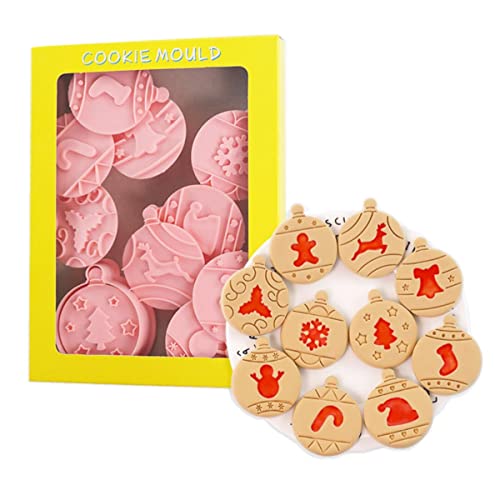 10 Pieces Cute Christmas Tree Cookie Stamps For Baking Cookie Mould