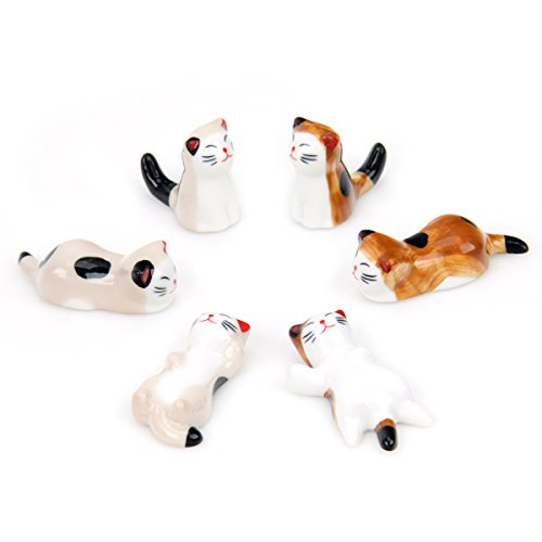 image for AUSPA 6pcs Chopsticks Holder, Cute Cat Chopsticks Rest Dinner Spoon St