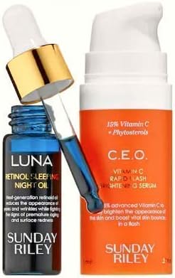 Sunday RiIey Luna Sleeping Night Oil & C.E.O Vitamin C Rapid Flash Brightening Travel Size, Set of 2