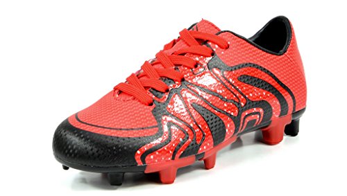 Dream Pairs Little Kid 160472-K Red Black Silver Soccer Football Cleats Shoes - 13 M US Little Kid