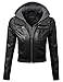 Plus4u Women's Faux Leather Bomber Military Style Hooded Jacket Plus Size