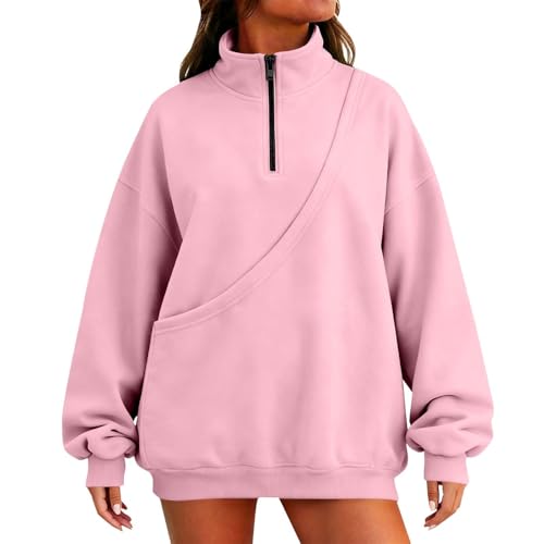 JOASDAO Half Zip Pet Pouch Sweatshirts Women Autumn Winter Long Sleeve Quarter Zip Warm Cosy Lightweight Fleece Jumper Cute Cat Dog Puppy Holder Sweater Pullover Tops Sky Blue