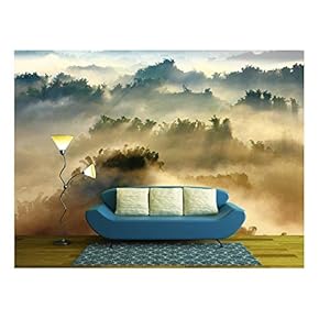 Morning Sunshine with Fog - Removable Wall Mural | Self-Adhesive Large Wallpaper - 66x96 inches