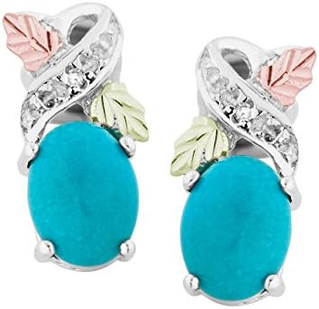 Black Hills Gold on Silver Turquoise and Diamond Earrings