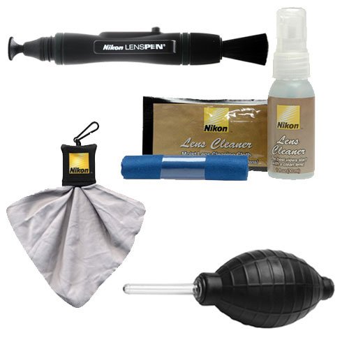 Nikon Cleaning Combo Kit: Nikon 3-Piece Lens Cleaning Kit + Spudz Microfiber Cloth + Lens Pen + Air Blower for Digital SLR Cameras, Lenses, Binoculars & Scopes