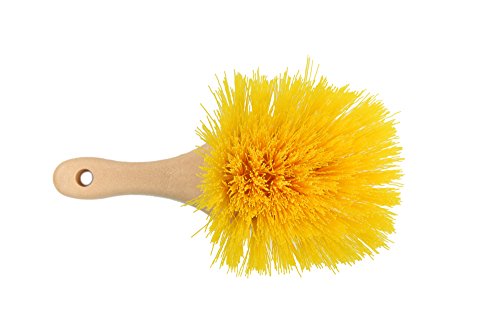 CARCAREZ Yellow Hard Stiffy Car Wheel Cleaning Brush with Short Handle for Auto Vehicle Truck Motorcycle Tire Washing Scrubbing