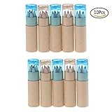 Ensunpal 10 Pcs Colouring Pencil Tubes with Sharpener Gift for Kids Wedding Favours Party Bag Fillers (with Random Color Lid)