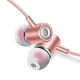 In ear Earbuds, Aothing Wired 3.5mm Jack Earphones Magnetic inline Volume Control with Mic Stereo Crisp Clear Sound for MP3 MP4 Music Earbuds (Pink)