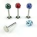 Coolrunner 10pcs Mixed 16g Czech Crystal Lip Labret Ring Studs Monroe Stainless Steel Piercing