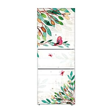 Hoja verde y pájaro extraíble 3d Diy nevera pegatina cubierta ...