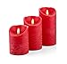 Venta Set of 3 Realistic Flameless Red LED Candles with Remote Control – 4” 5” 6” Electric Wickless Pillar Battery Operated Candles with Flickering Flame Timer