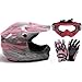 TMS Youth Kids Pink Dirt Bike ATV Motocross Helmet with Goggles and Gloves (Large)