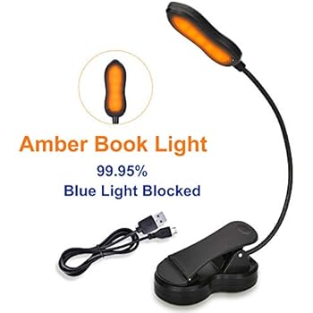 iGoober Amber Book Light, Rechargeable Blue Light Blocking Reading Light, Clip on Book Lamp, 3 Brightness Eye Care Sleep Aid Lights, for Kids, Bookworms and Kindle