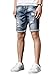 P2U Men's Jean Shorts Slim Fit Ripped Straight Denim Shorts