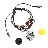 WayOn Lava Stone Bead Leather Bracelet Aromatherapy Essential Perfume Oil Diffuser Locket Charm Adjustable Bracelet