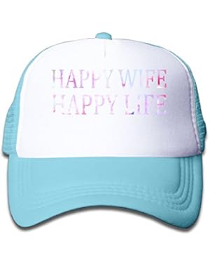 Happy Wife Happy Life Baby Boys AdjustableTrucker Visor Cap Infant Trucker Hat