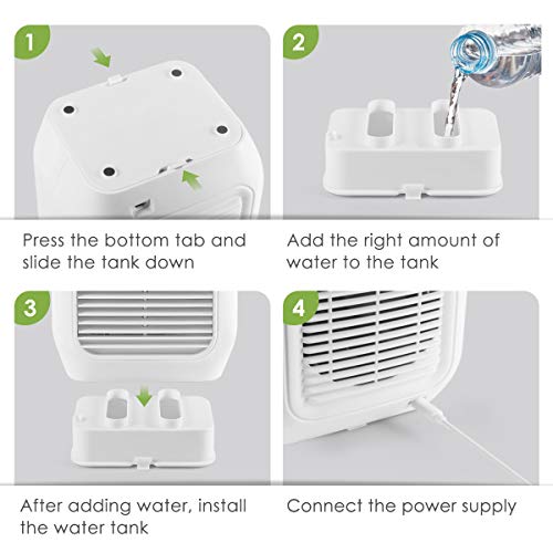 VANTAKOOL Personal Air Conditioner Fan, Air Personal Space Cooler 9.5-inch Small Desktop Fan Quiet Personal Table Fan Mini Evaporative Air Circulator Cooler Humidifier Bladeless Quiet for Office, Dorm