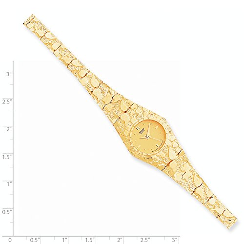 Hermoso reloj de pulsera de oro amarillo de 10 K, con esfera de 22 mm, color champán - Imagen 3