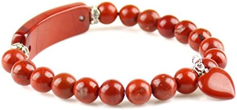 Handmade Natural Gemstone Bange Elastic 8mm beads heart-shaped bracelet 7.2"