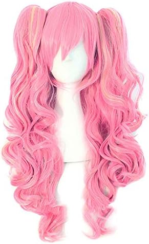 Long Wavy Cosplay Purple Pink 12 Colors Two ponytails Heat Resistant Wigs for Women,#144,26inches