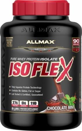 ALLMAX ISOFLEX Premium Isolate Whey Protein Easy to Digest 27 G Protein All Flavors Best Seller (5 LB, Chocolate Mint)