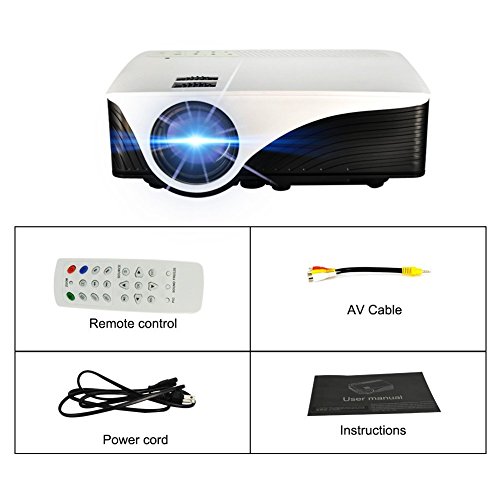 Video Projector 1800 Lumens LED Portable Mini Projector HD 1080p Multimedia Home Theater Projector Support HDMI USB SD AV for Home Cinema Movie Entertainment - Thumbnail 6