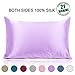 Silk Pillowcase for Hair and Skin with Hidden Zipper, Ravmix Both Sides 21Momme Mulberry Silk Cooling Pillow Case Standard Size 20×26inches, 1PCS, Light Purple