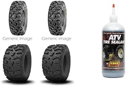 Set of 4 ATV KENDA Tires (Bearclaw HTR Radial 28x9R-14 Front, 28x11R-14 Rear) with QUADBOSS Sealant