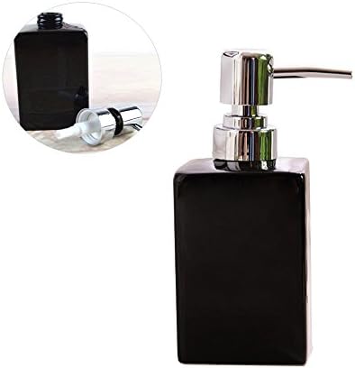 Apr Store Soap Dispenser,LuckyUs Refillable Ceramics Lotion Dispenser for Kitchen,Bathroom (Black)