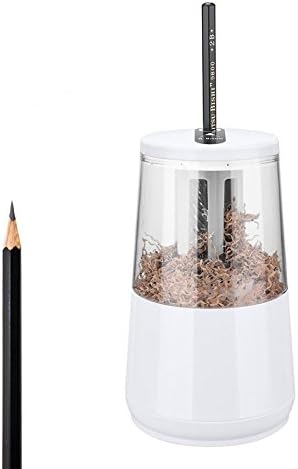 INWISH Electric Pencil Sharpener, Heavy-duty Helical Blade to Fast Sharpen, Auto Stop for Pencils (6-8mm), Battery &amp;USB Powered, for Students Teachers Designers Artists Classroom Office (White)
