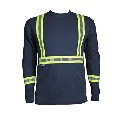 Oil and Gas Safety Supply Men's Flame Resistant Reflective Shirt (XL, Navy)