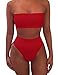 Ybenlow Women's 2 Piece Solid Bandeau Swimsuit Top Bottom Set