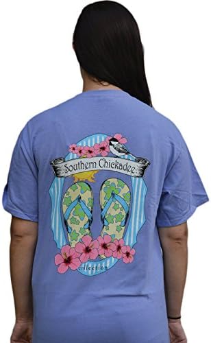 Southern Chickadee Summer Flip Flop Short Sleeve Tee Violet (Medium)