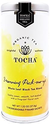 Tocha Organic Morning Pick-Me-Up Black Tea – Bold & Smooth Caffeine Boost | 15 Biodegradable Pyramid Bags | Floral Osmanthus Aroma, Non-GMO & Gluten-Free