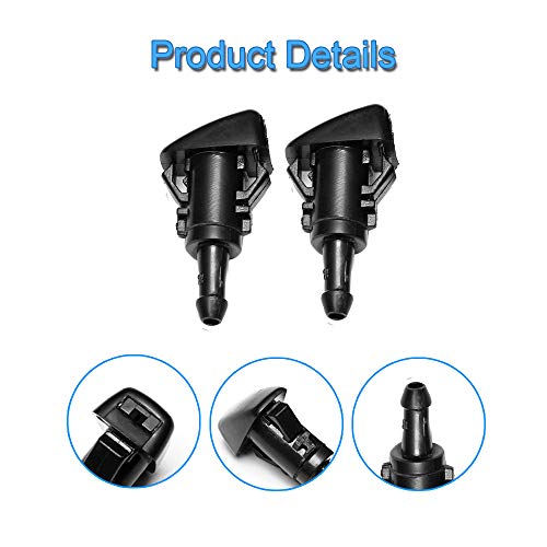 Front Windshield Washer Nozzles Kit 4805742AB 5160308AA for Chrysler, Dodge, Jeep, Ram Washer Jet and 2.5 Meters Fluid Hose with 6 PCS Connectors