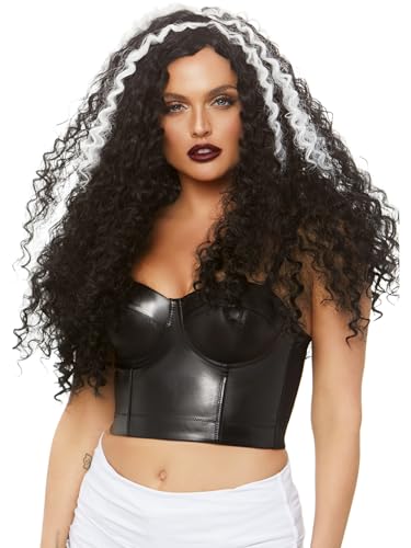 Leg Avenue Women's Long Curly Black And White Wig Standard
