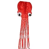 Babrit Kite Power Easy Flyer Kite Large Octopus Kite with Handle and String Sport Kite Outdoor Toy for All Ages Red Color