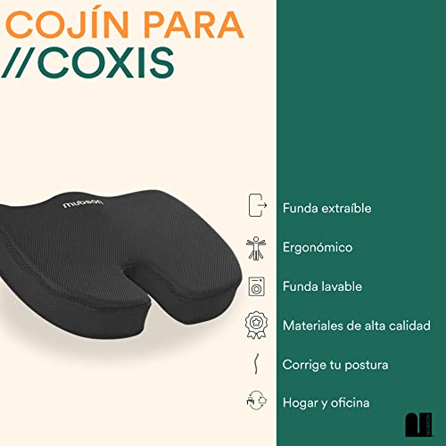 MUBSON Cojin para Coxis y Ciatica de Gel para Mejorar Postura y Reducir Dolores de Espalda. Cojin para Silla Gamer o de Oficina. Cojin Ortopedico con Base Antideslizante. Coccyx Seat. Donut Pillow