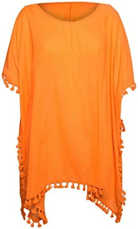 Sexy Panyan Women Beach Cover Up Swimwear Beachwear Summer Tassel V-Neck Tunic Beach Dress Orange L