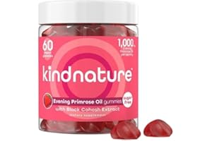 kindnature Evening Primrose Oil Gummies for Women – 1000mg with Black Cohosh Extract – Hormonal Balance, PMS & Menopause Support – Vegan, Sugar-Free, Non-GMO