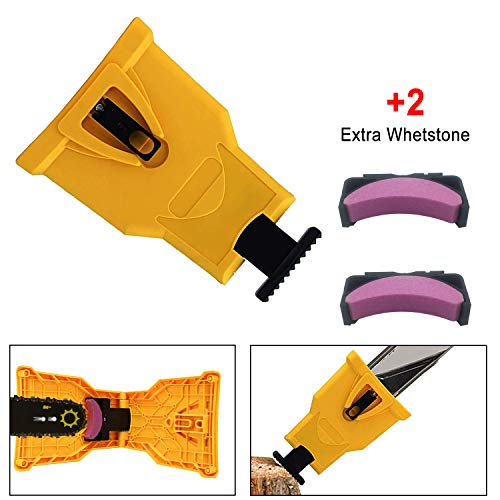BIGOU Chainsaw Sharpener, Chainsaw Sharpener Teeth Fast-Sharpening Stone Grinder Tools Compatible with 14/16/18/20 inch Two Holes Chainsaw (2 Extra Whetstone) - Thumbnail 7