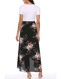 Zattcas vestido largo de verano de manga corta con estampado floral de gasa