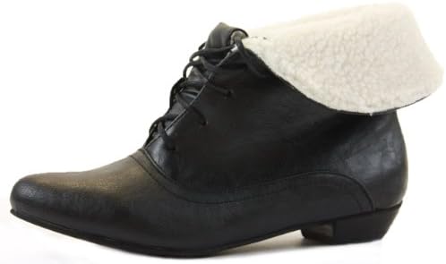 ShoeFashionista Ladies Womens Flat Low Heel Pixie Vintage Retro Style Winter Lace Up Ankle Boots Size