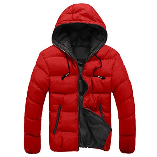 Canserin Hot Sale! Men Coat, Men's Slim Casual Warm Jacket Hooded Winter Thick Coat Parka Overcoat Hoodies Down Coat (M, Red)