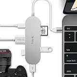 HAVIT USB-C Hub, HDMI Output (Support 4K), 3.1 Type-C Hub with Power Delivery for Charging, 3 SuperSpeed USB 3.0 Ports, SD/SDHC, Support New MacBook Pro 2016/2017, Silver